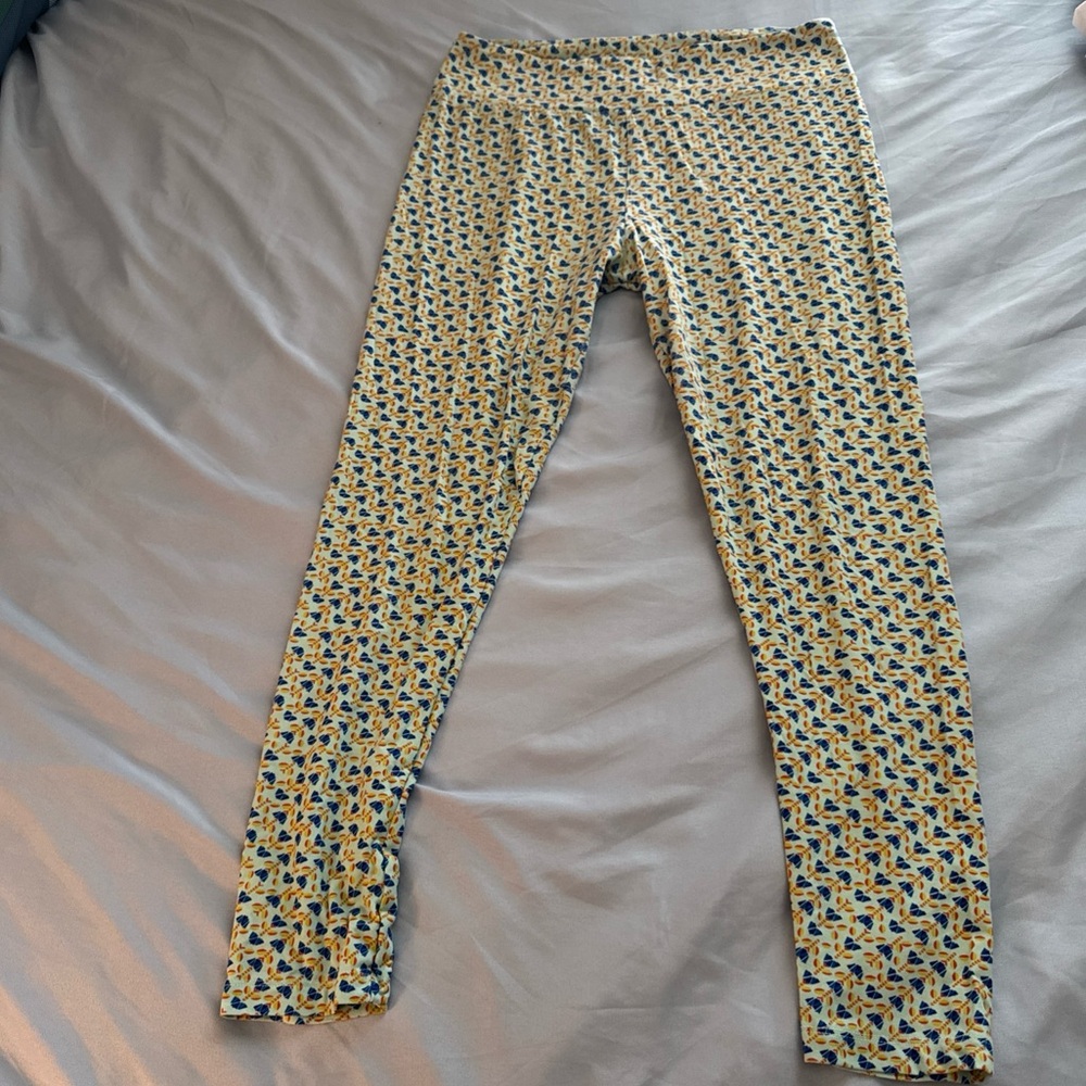 LuLaRoe orange & blue Patterned Leggings